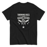 Black t-shirt with disc golf design and text