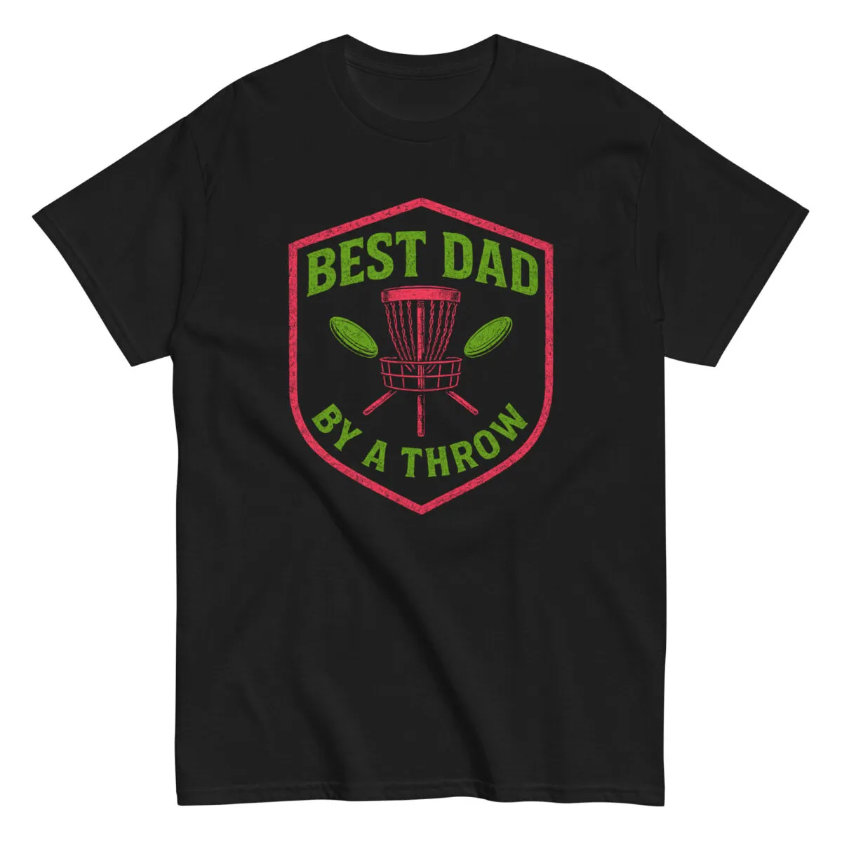Black T-shirt, 'Best Dad By A Throw' design