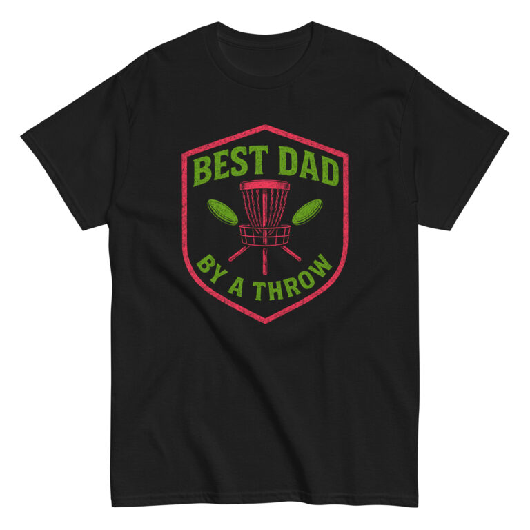 Black T-shirt, 'Best Dad By A Throw' design
