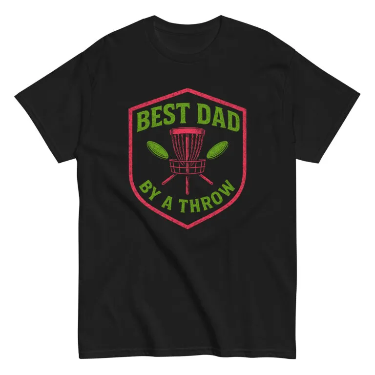 Black T-shirt, 'Best Dad By A Throw' design
