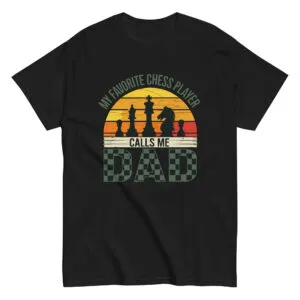 Black T-shirt with chess-themed dad message
