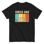 Chess Dad shirt with colorful chess pieces design.