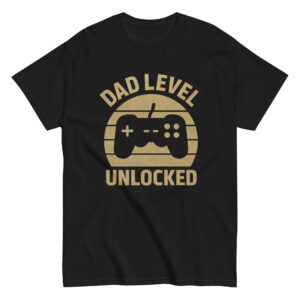 Black T-shirt with game controller design.