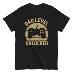 Black T-shirt with game controller design.