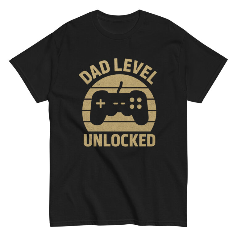 Black T-shirt with game controller design.