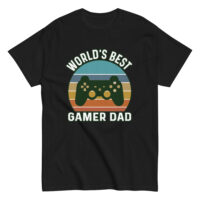 World's Best Gamer Dad t-shirt with game controller.
