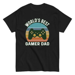 World's Best Gamer Dad t-shirt with game controller.