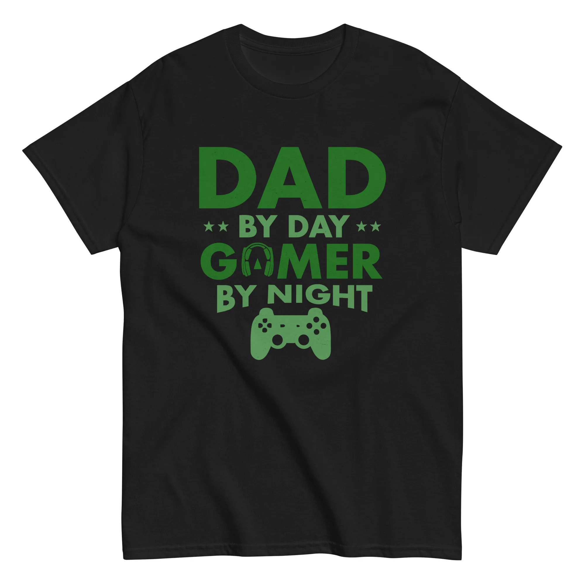 unisex-classic-tee-black-front-68d12755b2700.jpg Dad by day gamer by night t-shirt