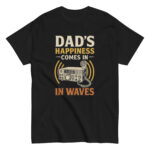 Black t-shirt with radio-themed dad slogan.