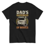 Black t-shirt with radio-themed dad slogan.