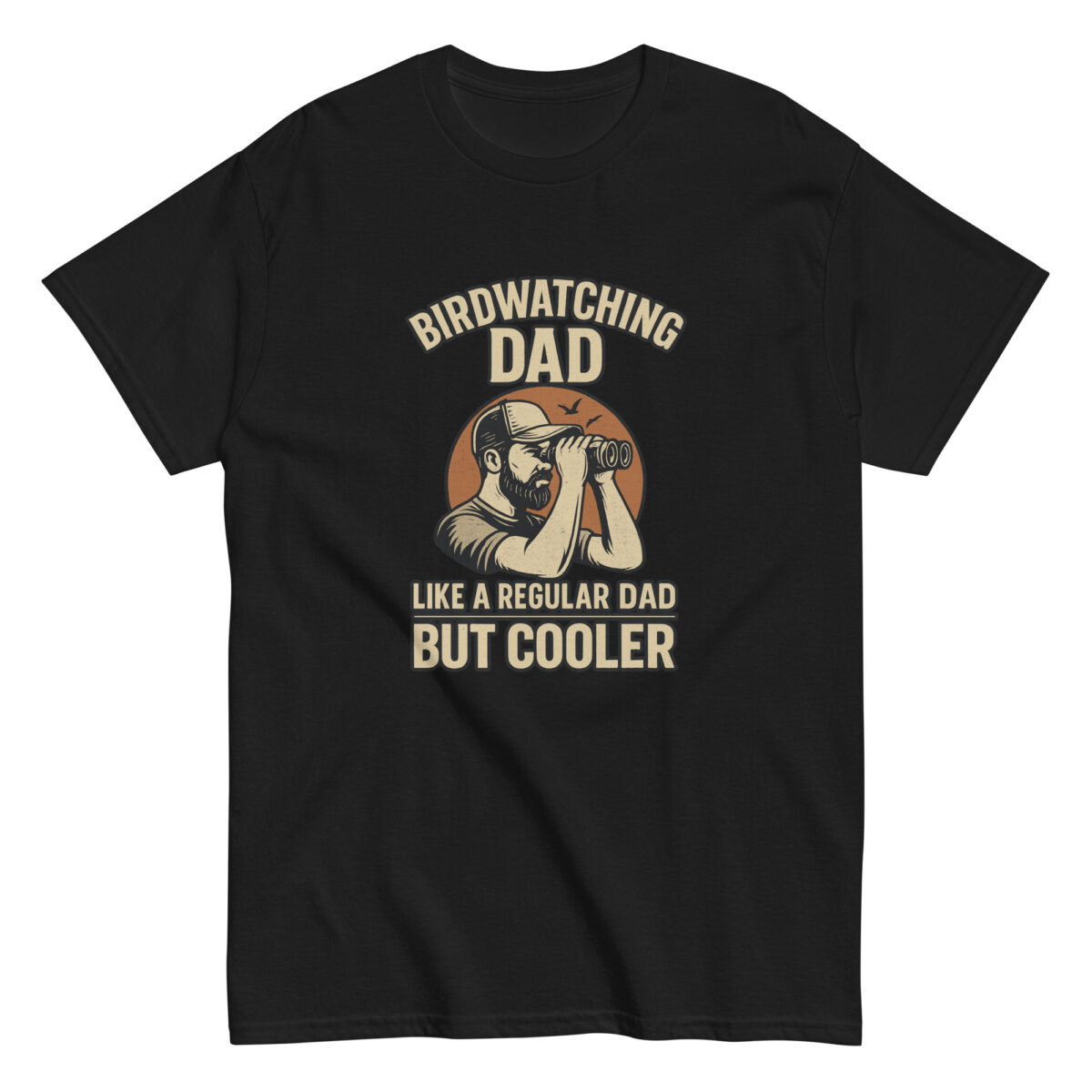 Birdwatching dad graphic tee, humorous gift for fathers.