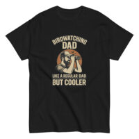 Birdwatching dad graphic tee, humorous gift for fathers.