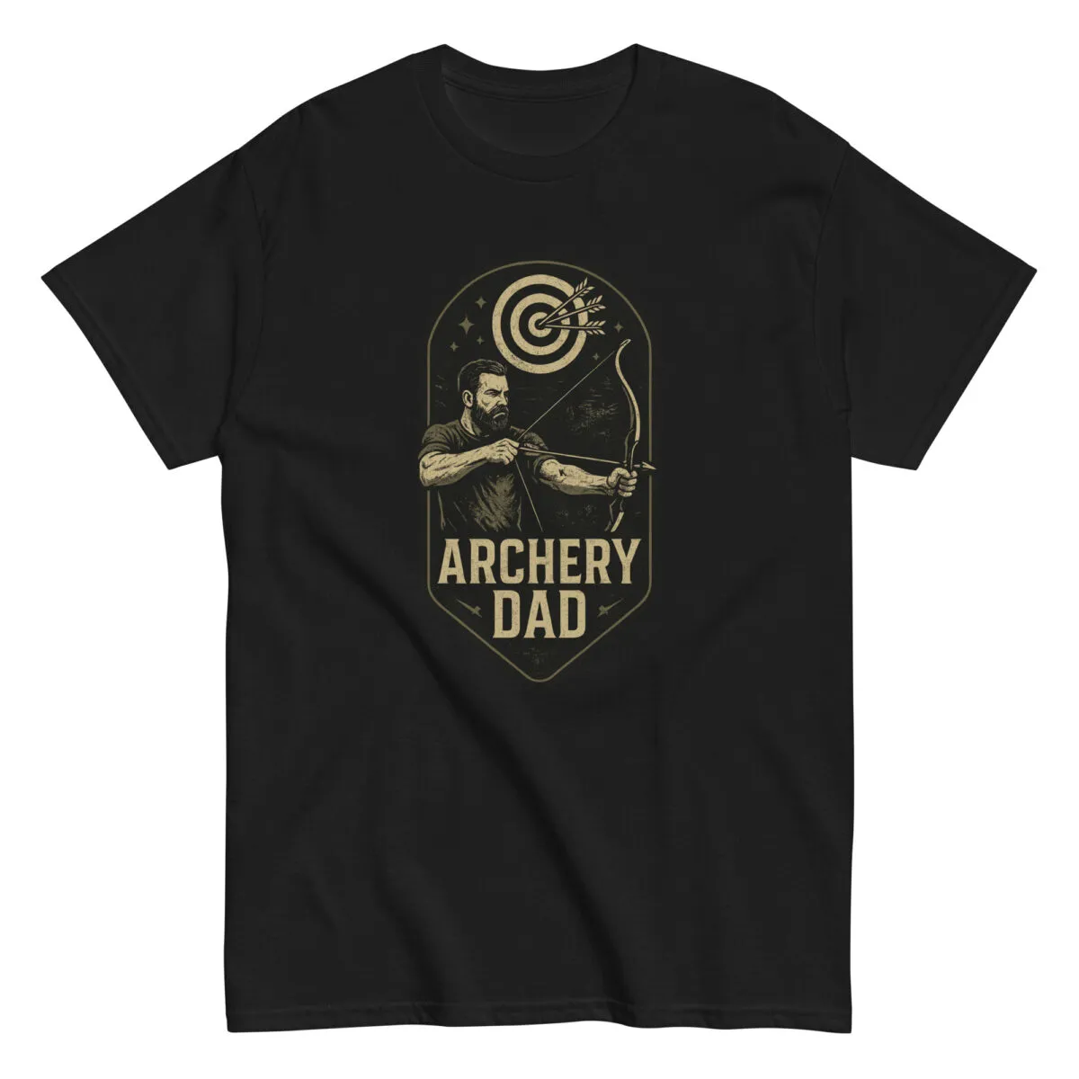 Black t-shirt with Archery Dad design.