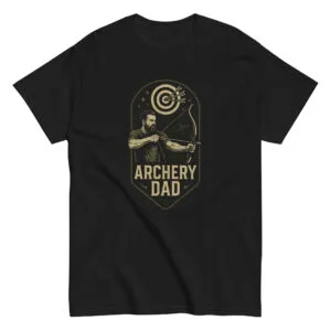 Black t-shirt with Archery Dad design.