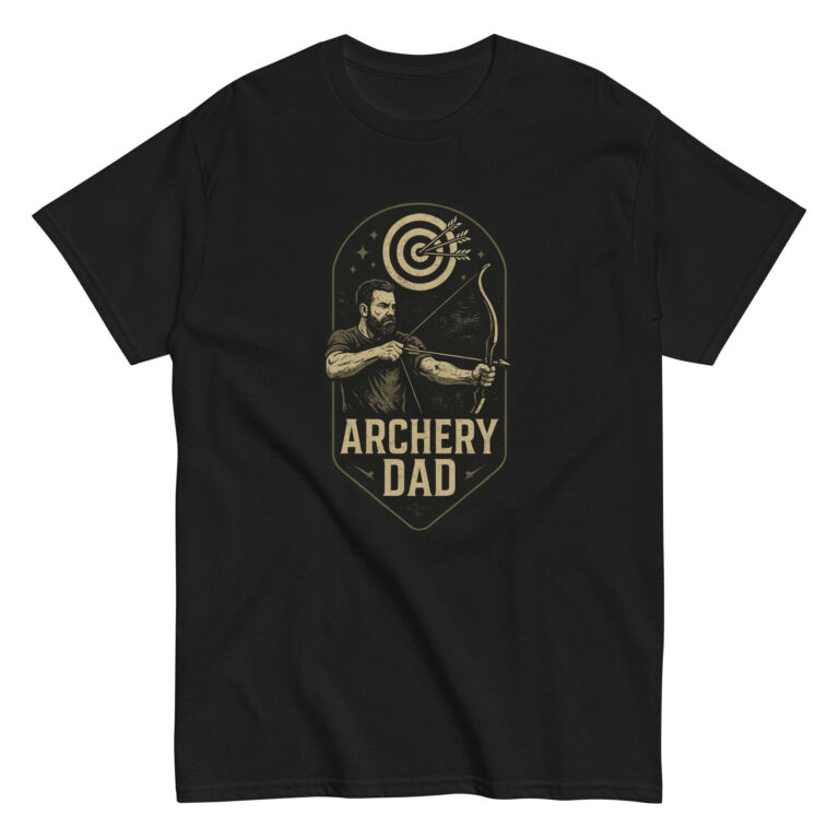 Black t-shirt with Archery Dad design.