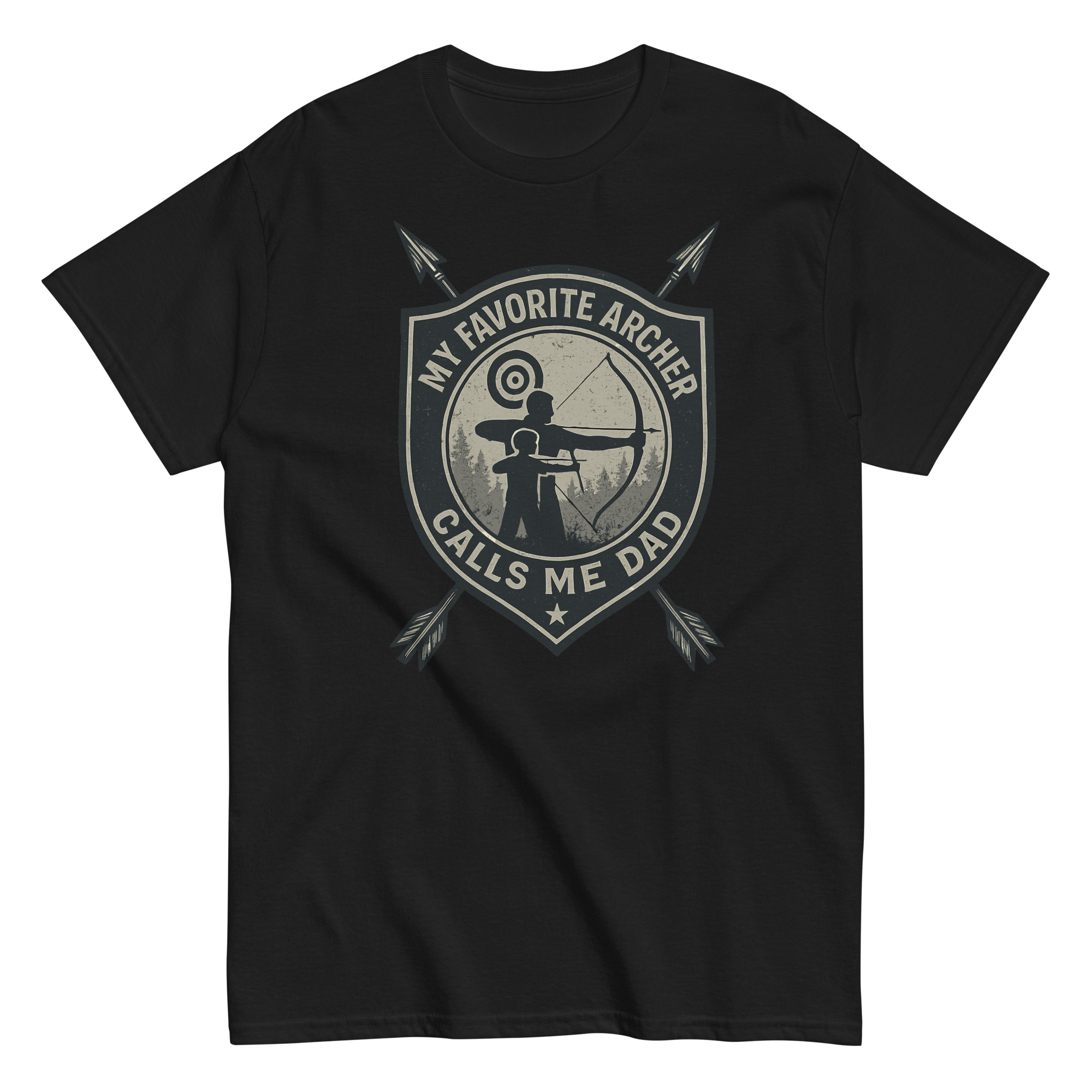 Black shirt with archer design for dads.