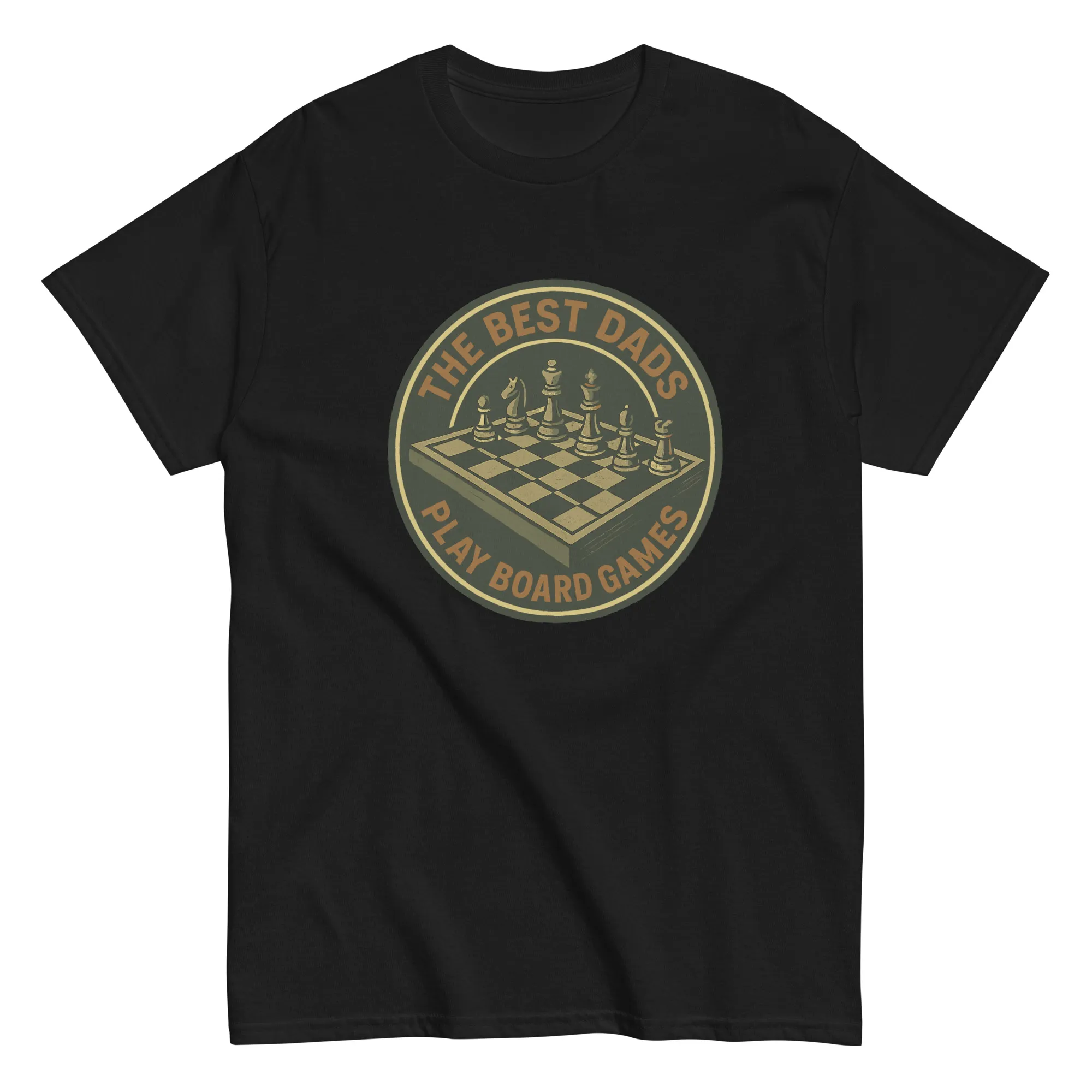 unisex-classic-tee-black-front-68d61ed2cf3ac.jpg T-shirt: Best Dads Play Board Games design.