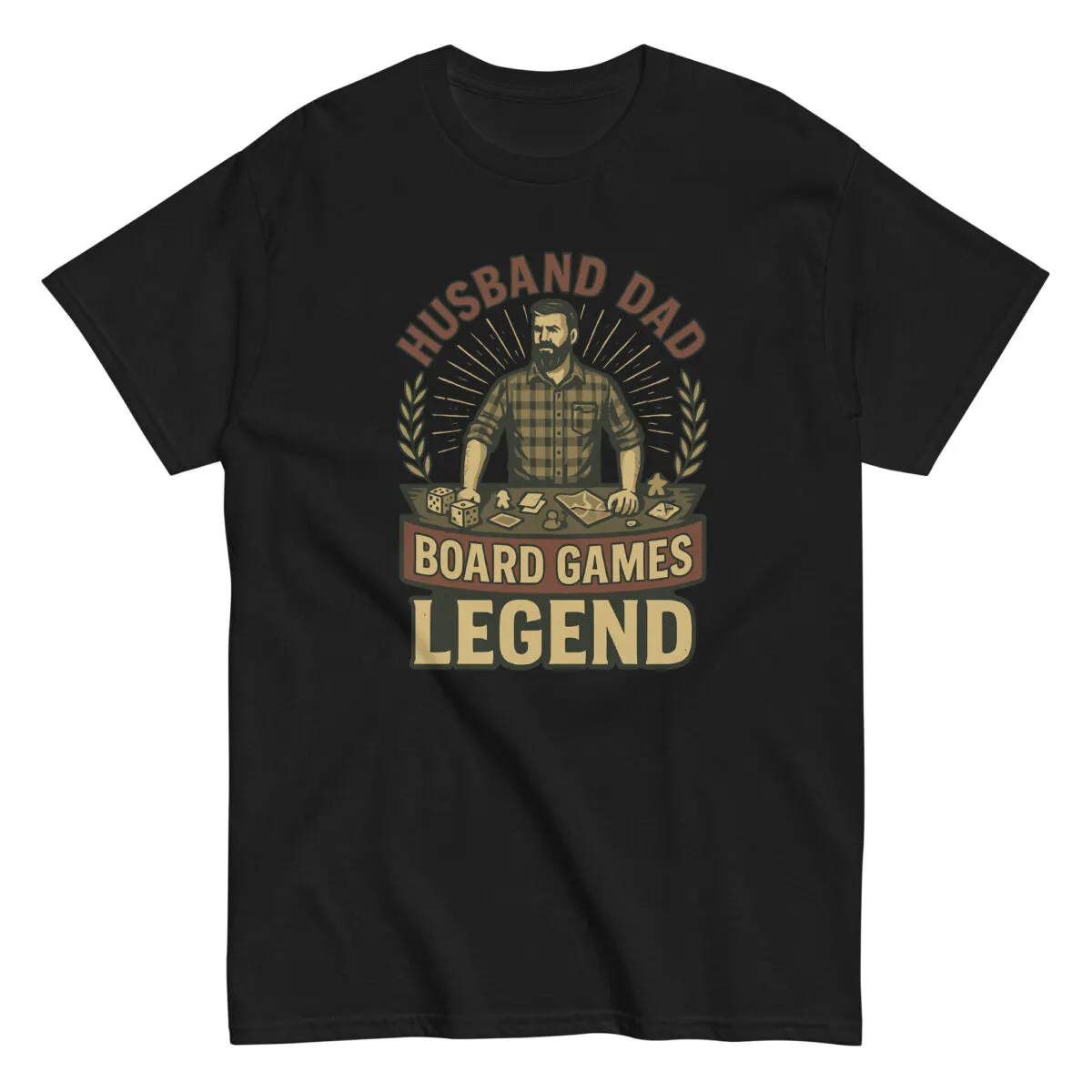 Black shirt with board games legend design.