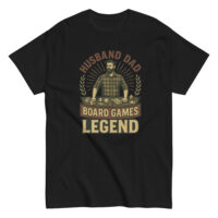 Black shirt with board games legend design.