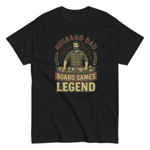 Black shirt with board games legend design.