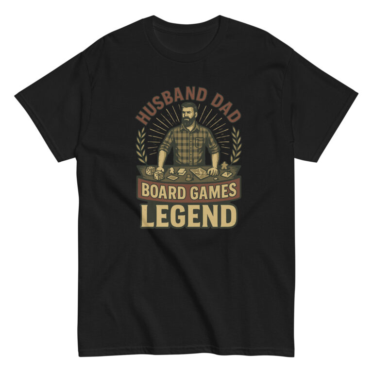 Black shirt with board games legend design.