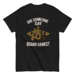 Black t-shirt with board games design.