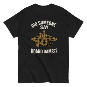 Black t-shirt with board games design.
