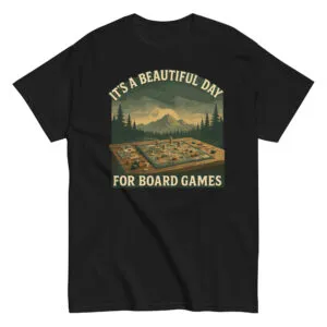 T-shirt with board games design and text.