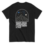 Dad astronomy-themed t-shirt with stars and mountains.