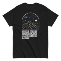 Dad astronomy-themed t-shirt with stars and mountains.