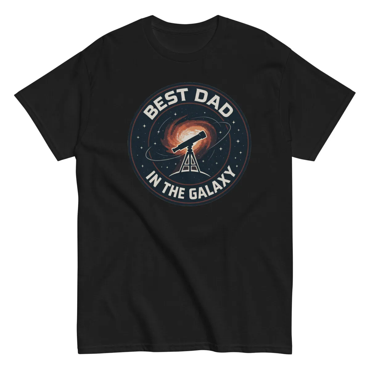 Black shirt with 'Best Dad in the Galaxy' design.