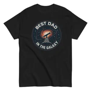 Black shirt with 'Best Dad in the Galaxy' design.