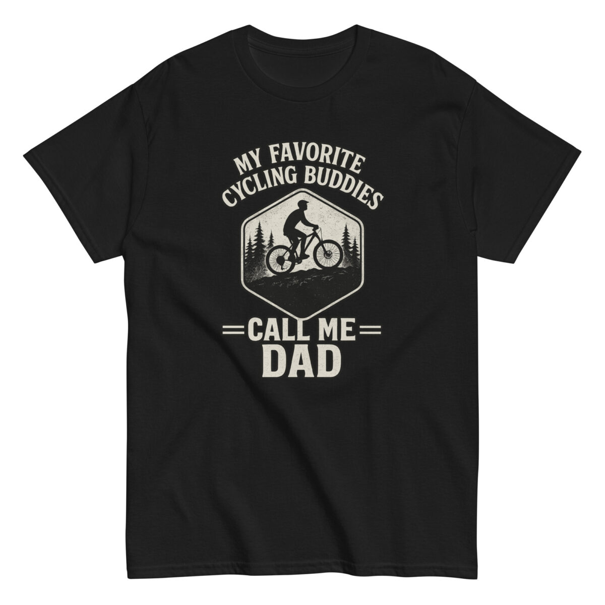 Black t-shirt with cycling dad message.
