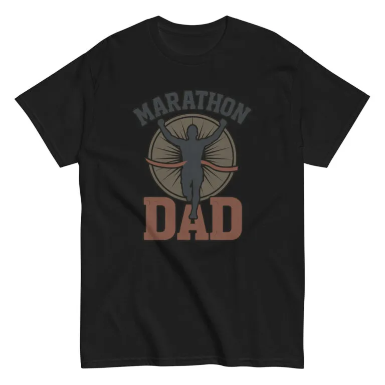 Black t-shirt with Marathon Dad design