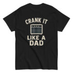 Black t-shirt with vintage dad-themed amplifier design.