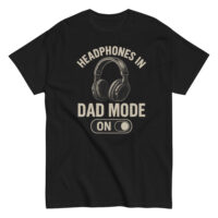 Black shirt with 'Dad Mode On' graphic