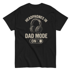 Black shirt with 'Dad Mode On' graphic