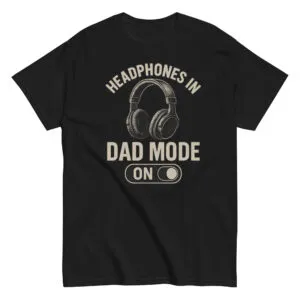 Black shirt with 'Dad Mode On' graphic