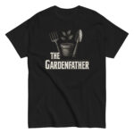 Black t-shirt with gardening pun design