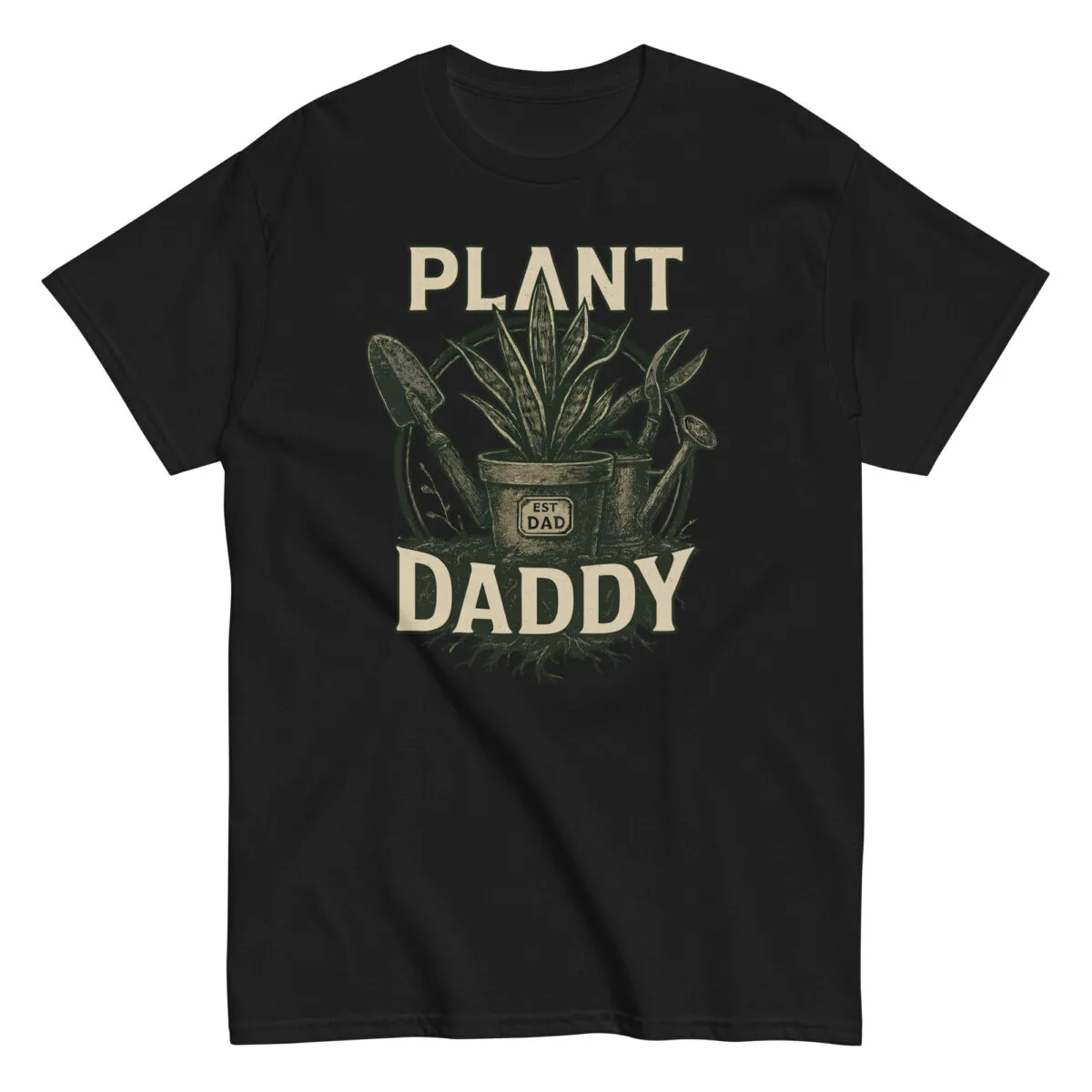 Black t-shirt with Plant Daddy design