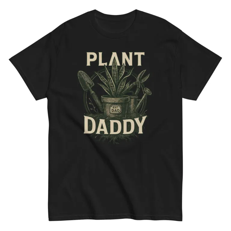 Black t-shirt with Plant Daddy design