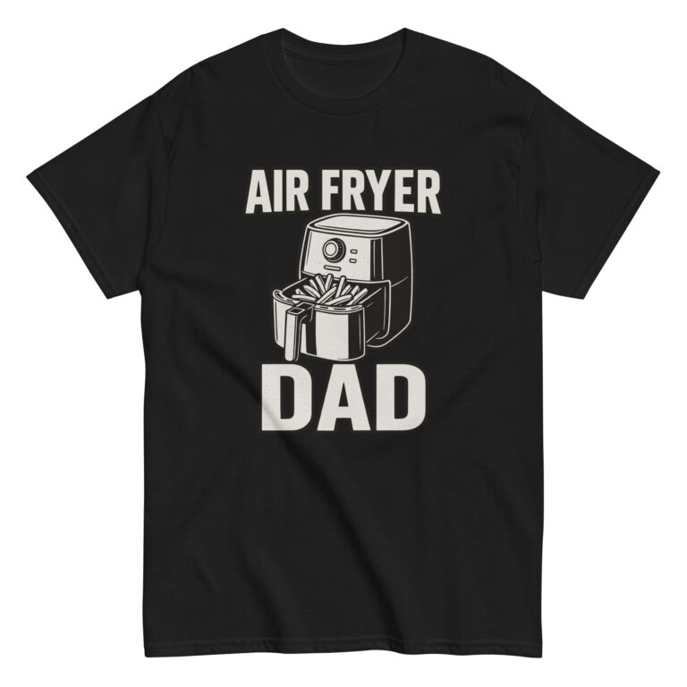 Black t-shirt with air fryer dad design