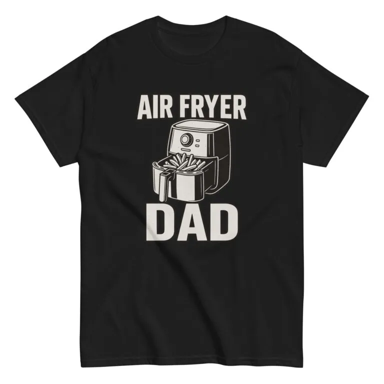 Black t-shirt with air fryer dad design