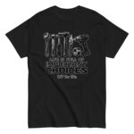 Black t-shirt with tools, DIY message.