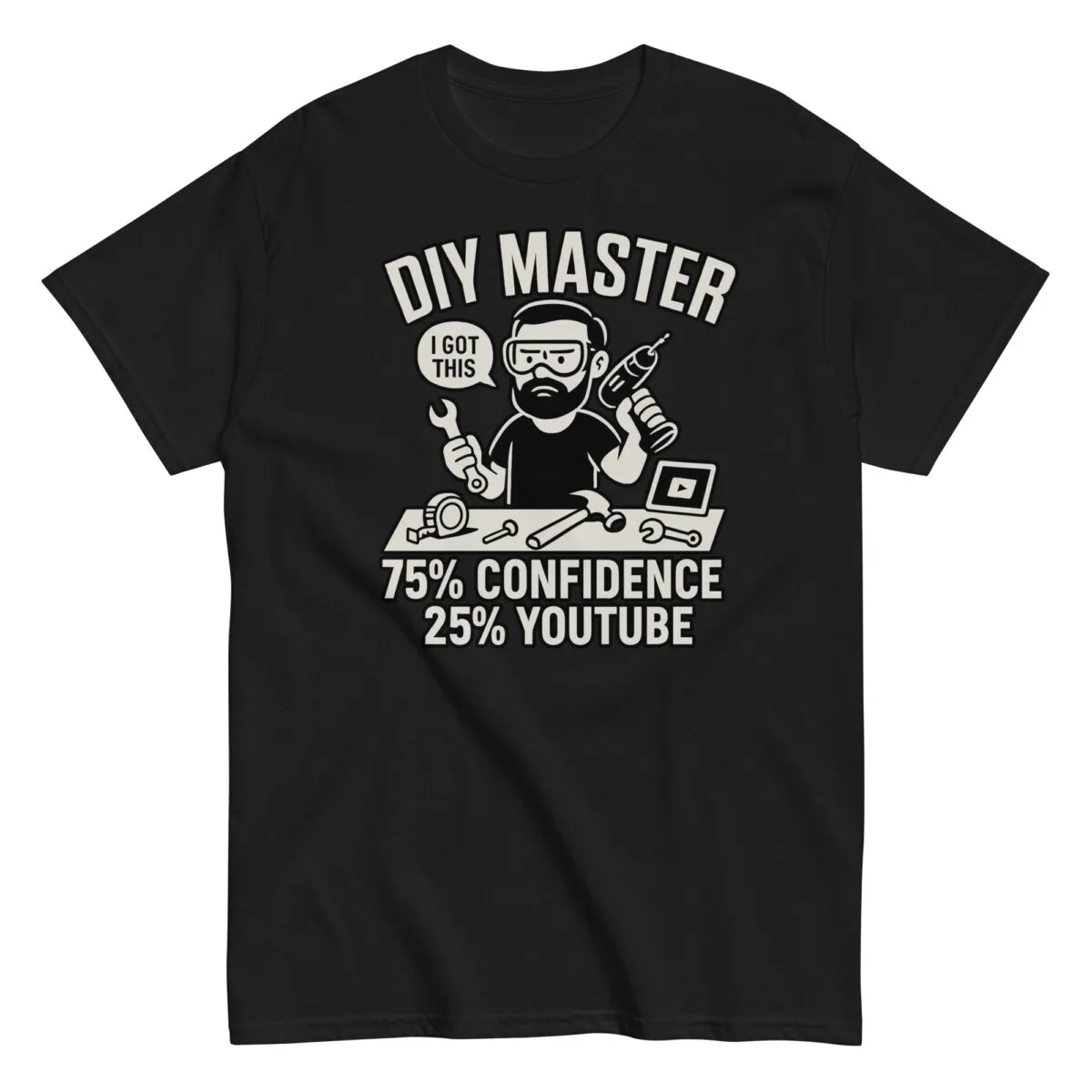 DIY Master t-shirt with tools illustration.