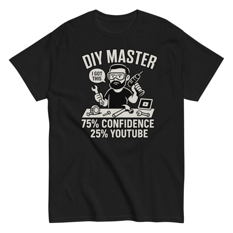 DIY Master t-shirt with tools illustration.