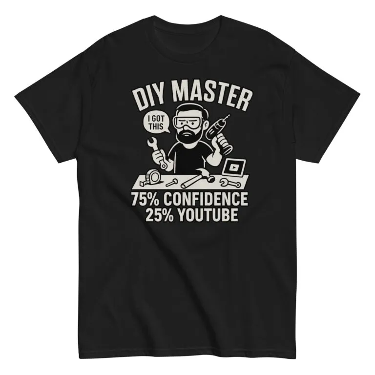DIY Master t-shirt with tools illustration.