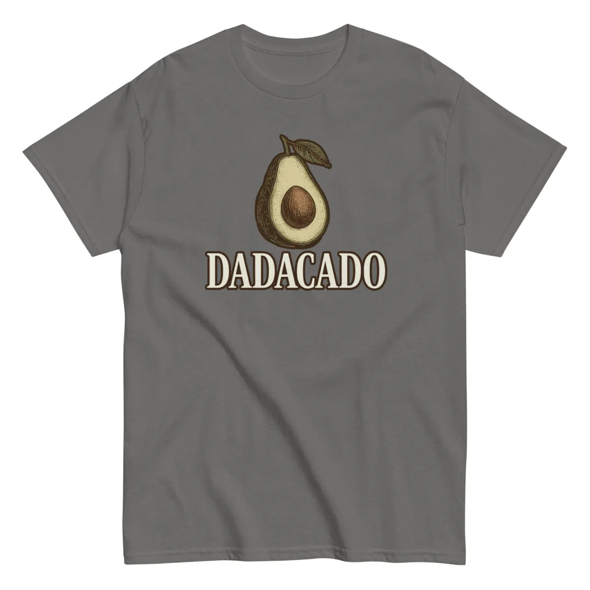Gray t-shirt with avocado and 'Dadacado' text.