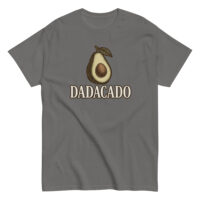 Gray t-shirt with avocado and 'Dadacado' text.