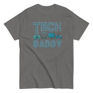 Gray Tech Daddy T-shirt with gadgets graphic